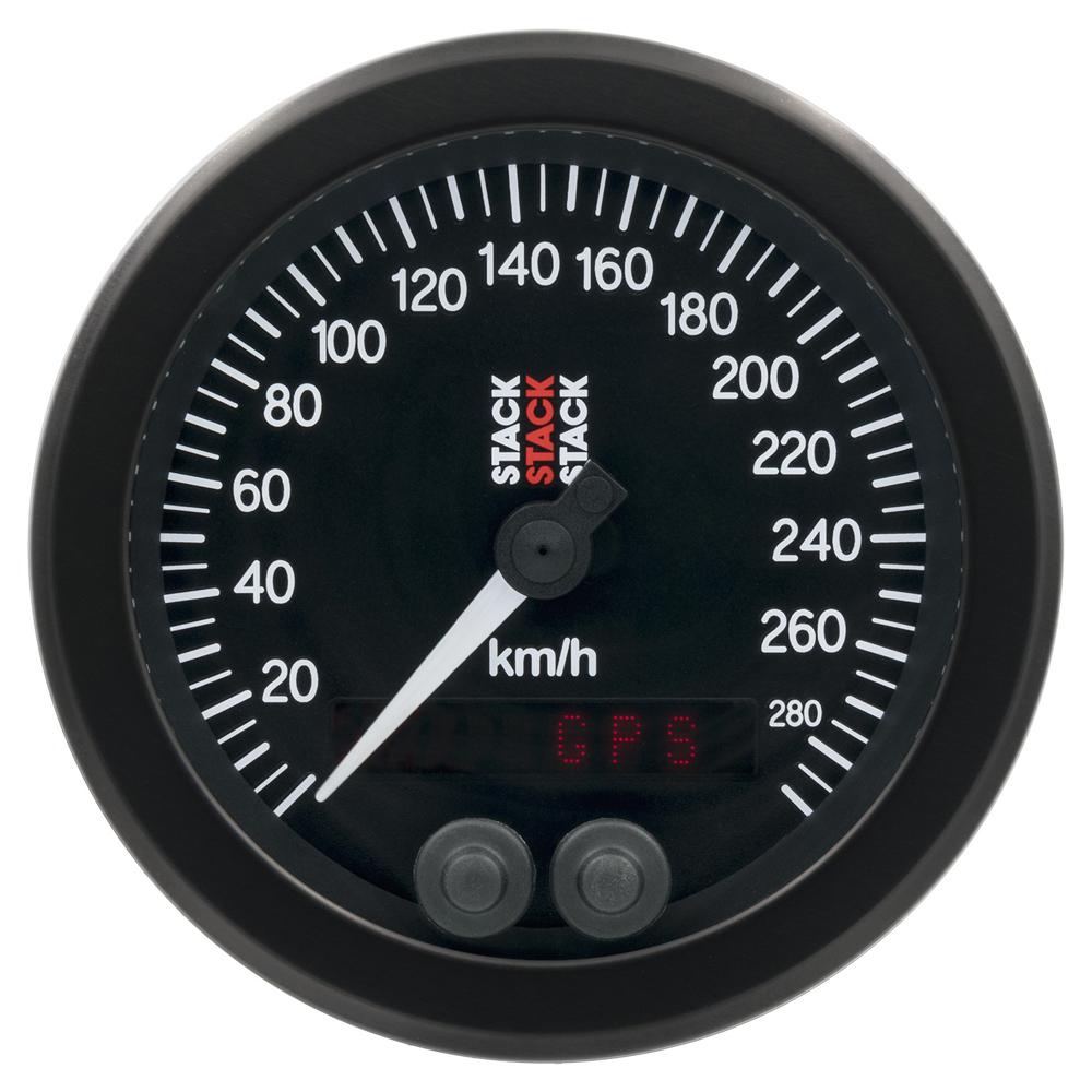 Stack GPS Speedometer with Black Face and 88mm Diameter in KMH